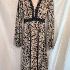 Baltic Born Silver and Black cheetah print  Long Sleeve dress